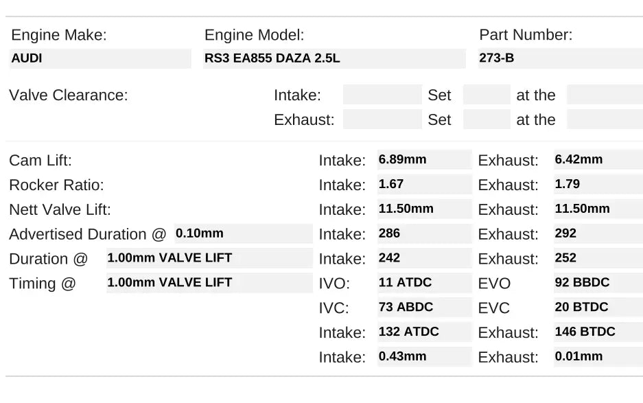 Kelford Cams 286/292 | Drag Racing Audi RS3