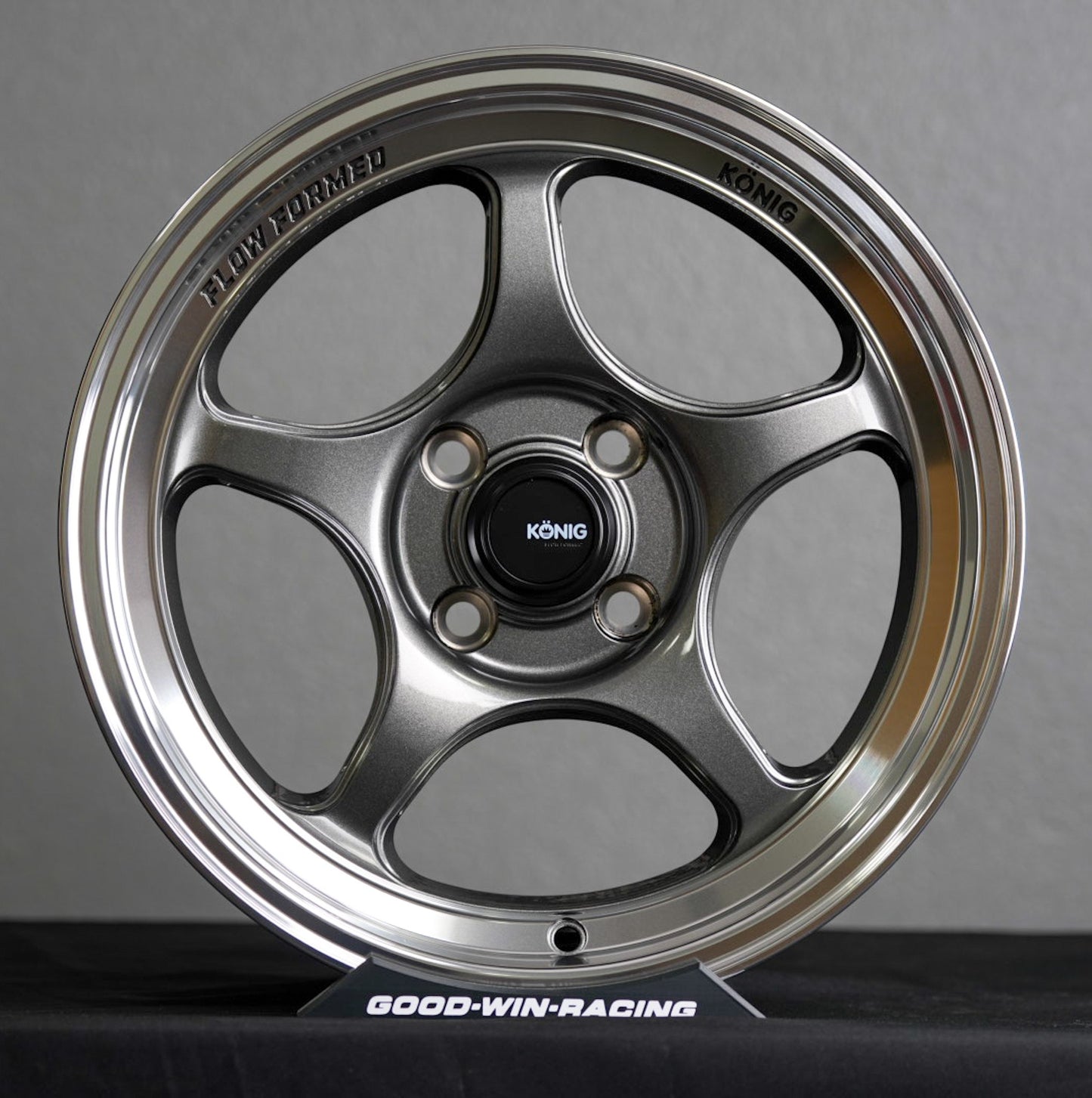 Konig Hyperspec- Anthracite Metallic Wheel w/ Mirror Machined Lip- 15x7 - 4x100 - ET35